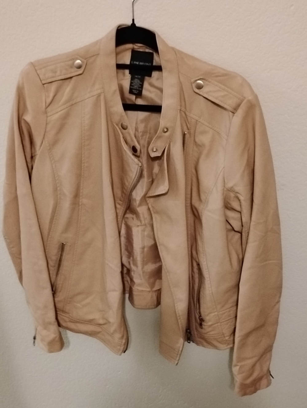 Lane Bryant Pale Pink Faux Leather Moto Jacket